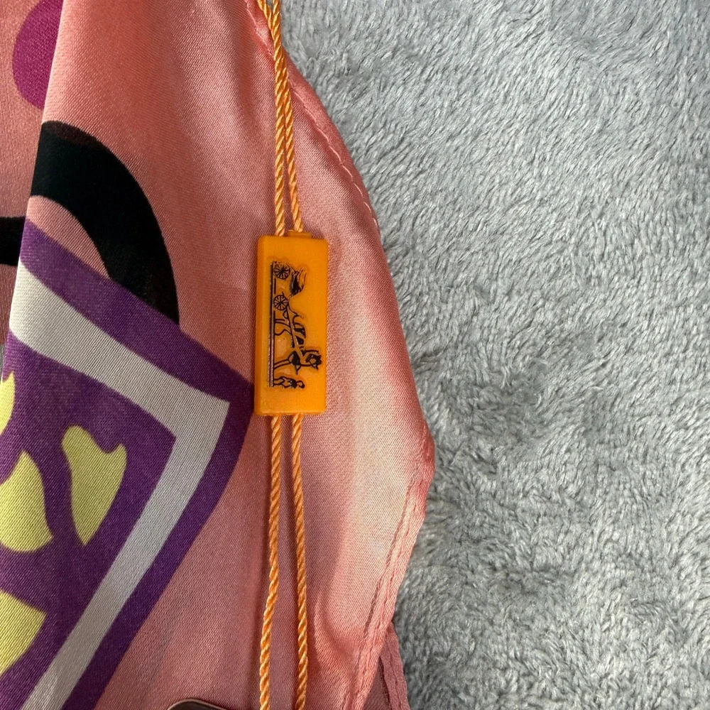 Hermes Paris Silk Scarf Bon Voyage Travel Landmark Print Pink Polka Dot France